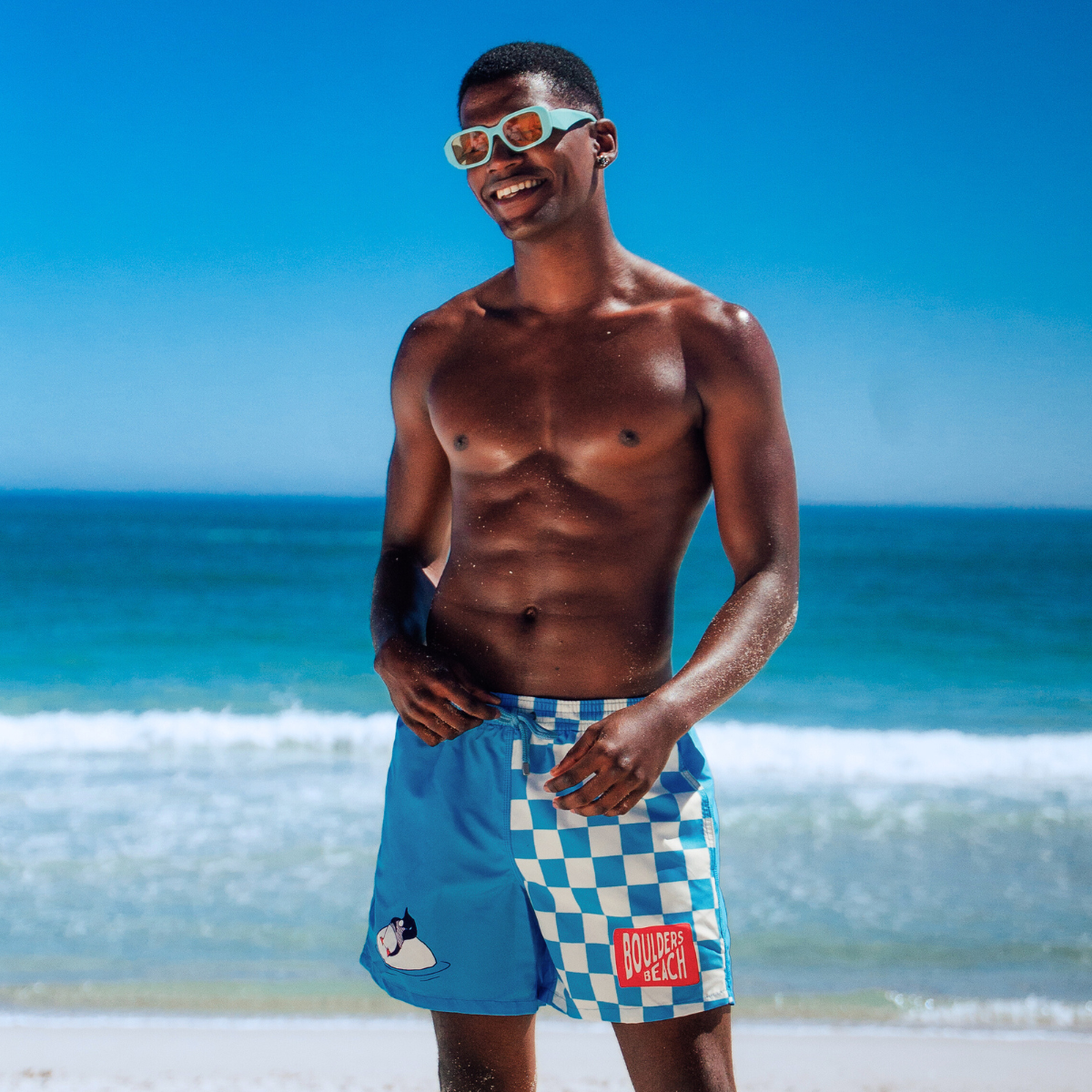Mid-length Swim Shorts | Boulders Penguin / Blue