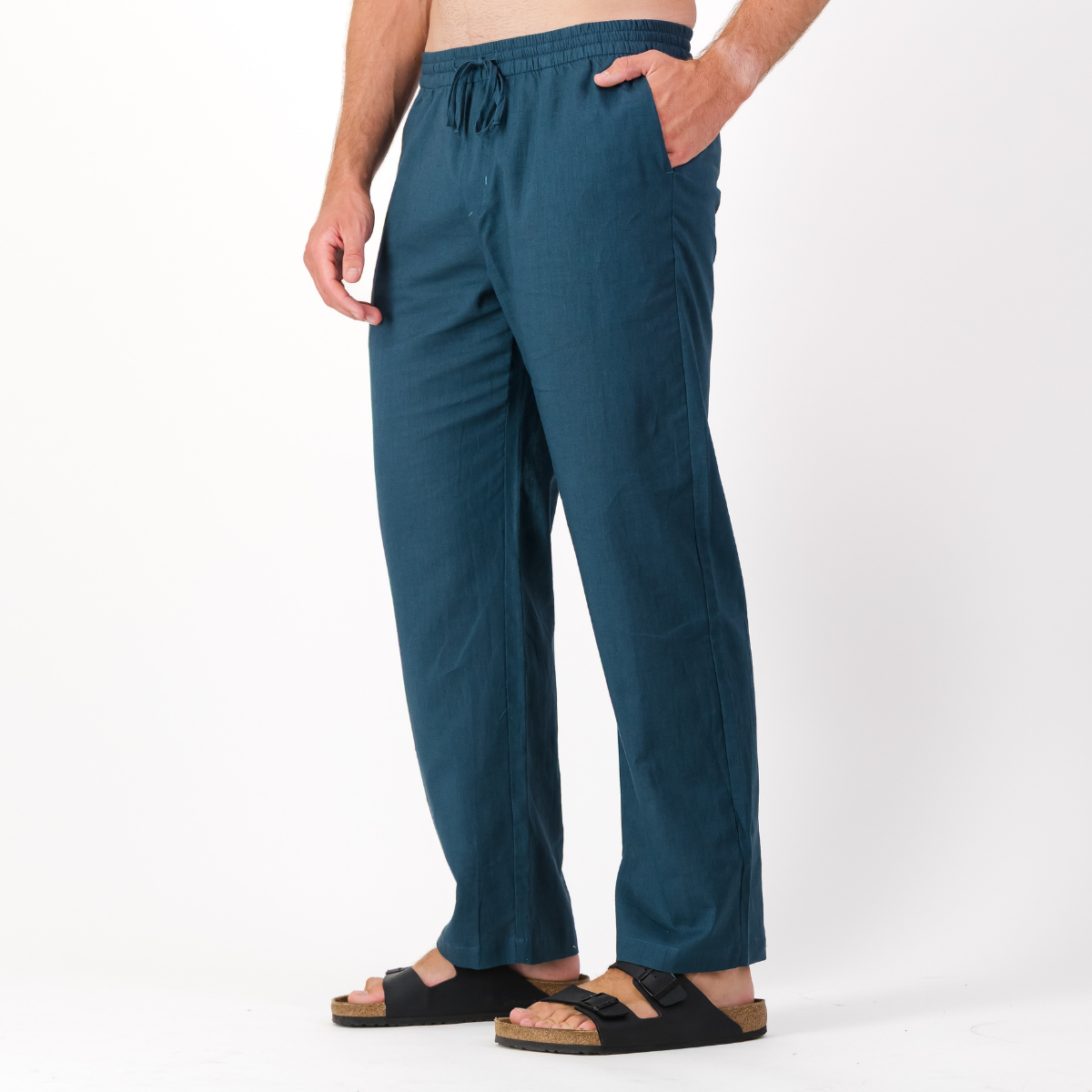 Mens Pull on Pants | Plain / Teal