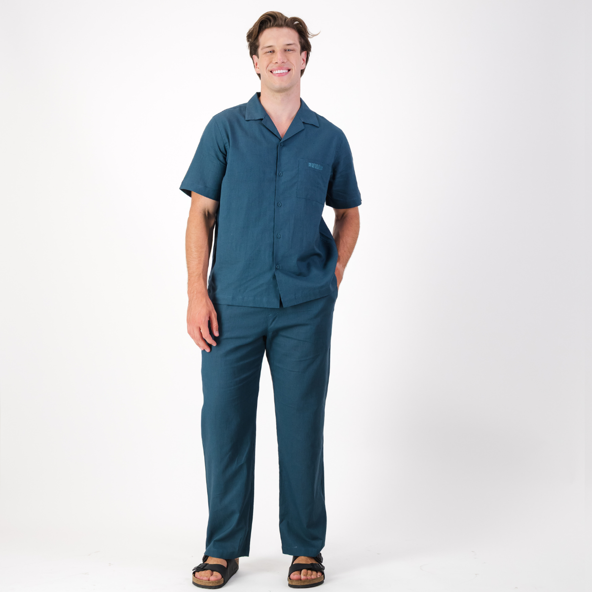 Mens Pull on Pants | Plain / Teal