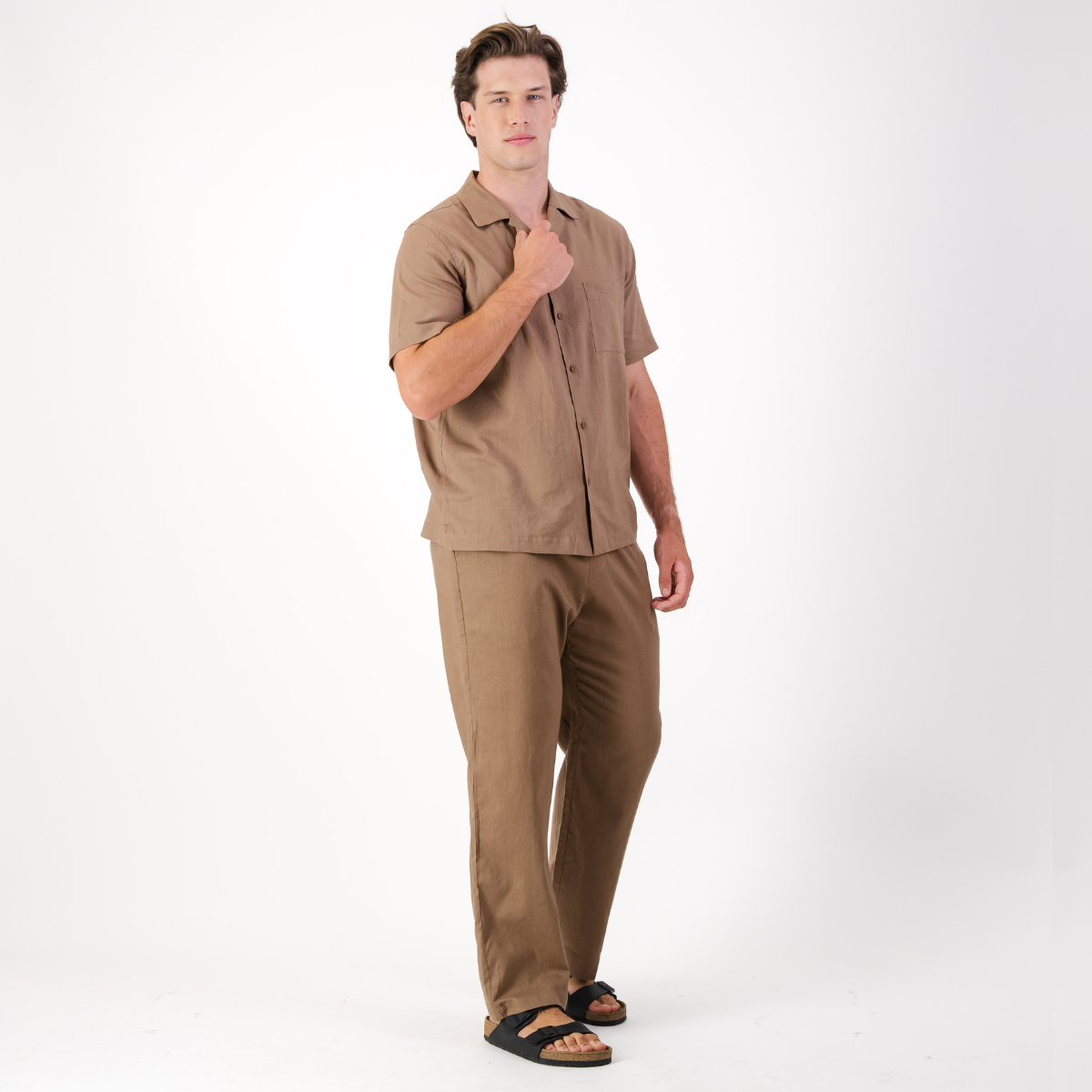 Mens Pull on Pants | Plain / Stone