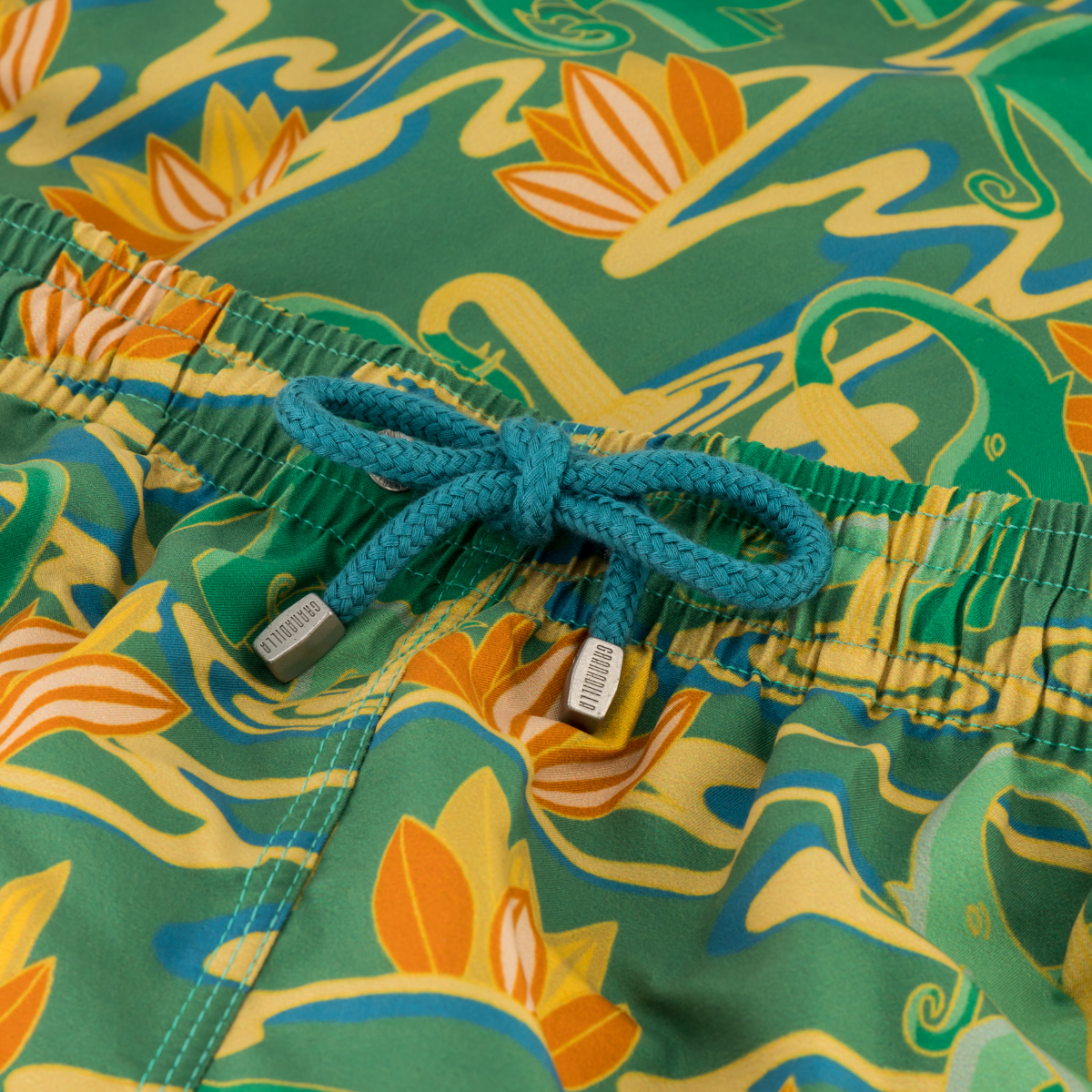 Mid-length Swim Shorts | Elephants / Green