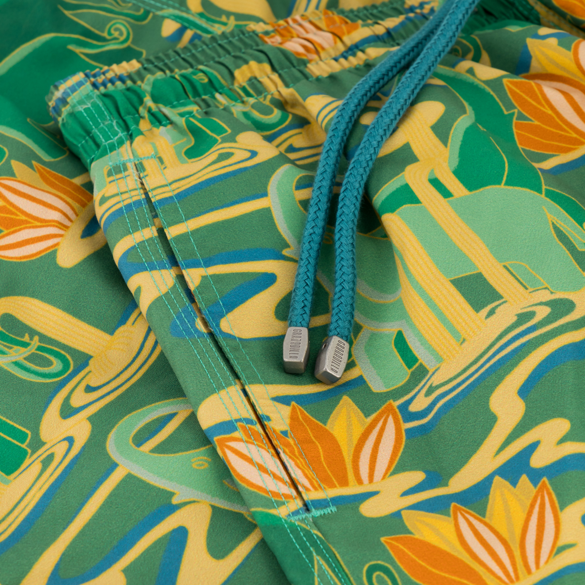 Mid-length Swim Shorts | Elephants / Green