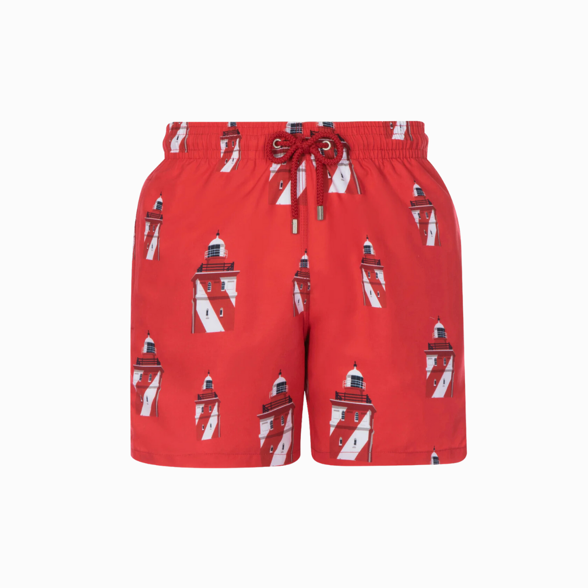 Mid-length Swim Shorts | Lighthouses / Red