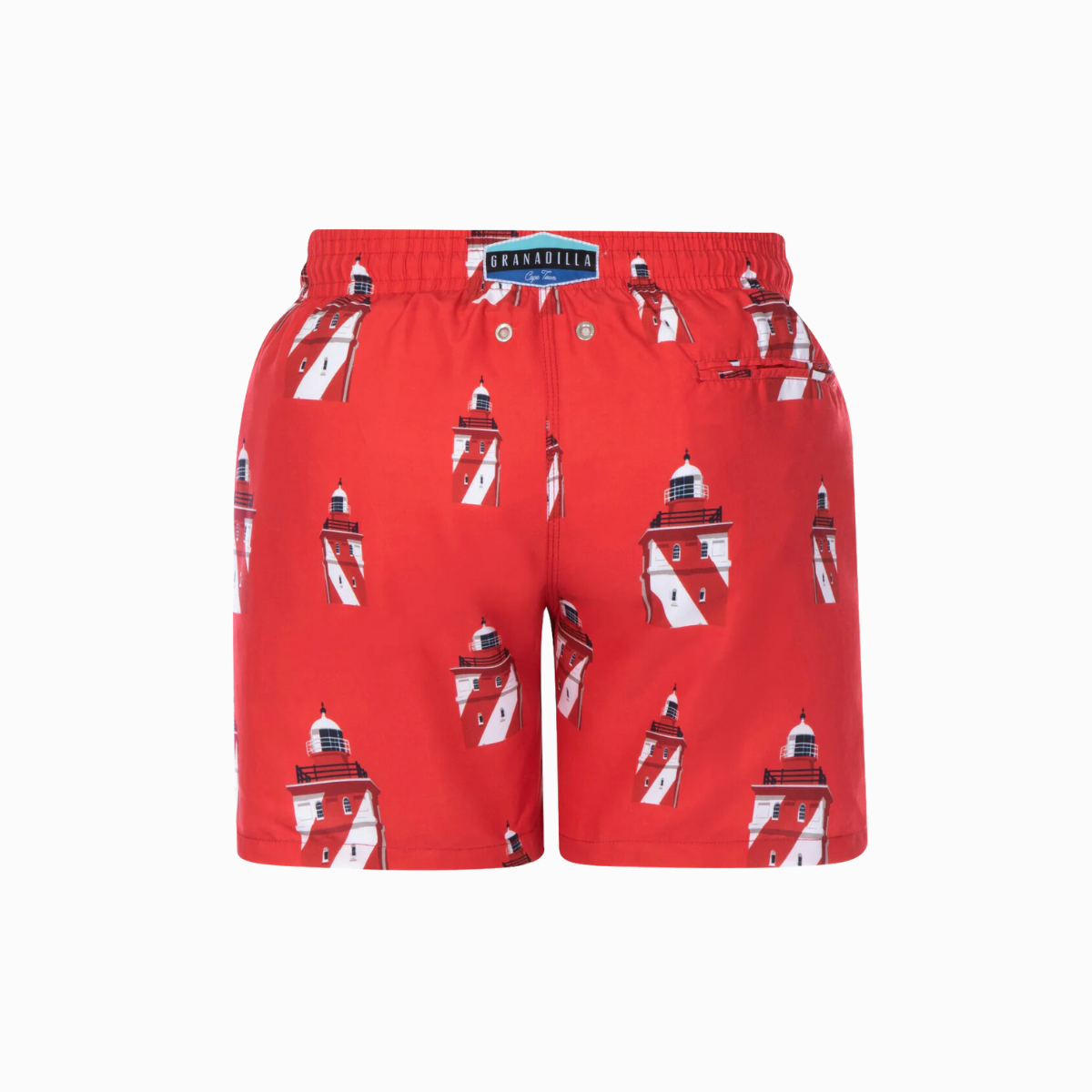 Mid-length Swim Shorts | Lighthouses / Red