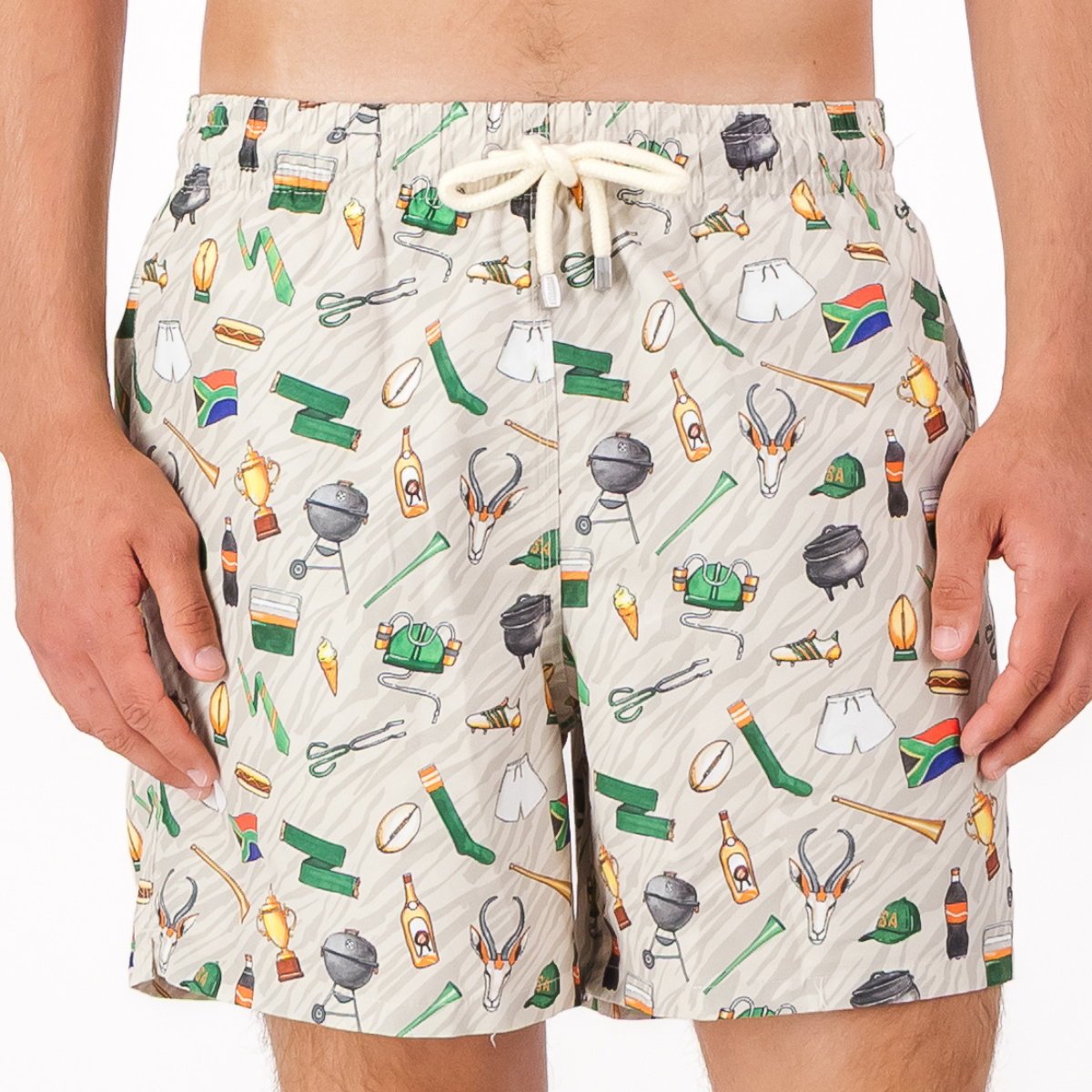Mid-length Swim Shorts | Game Day / Milk