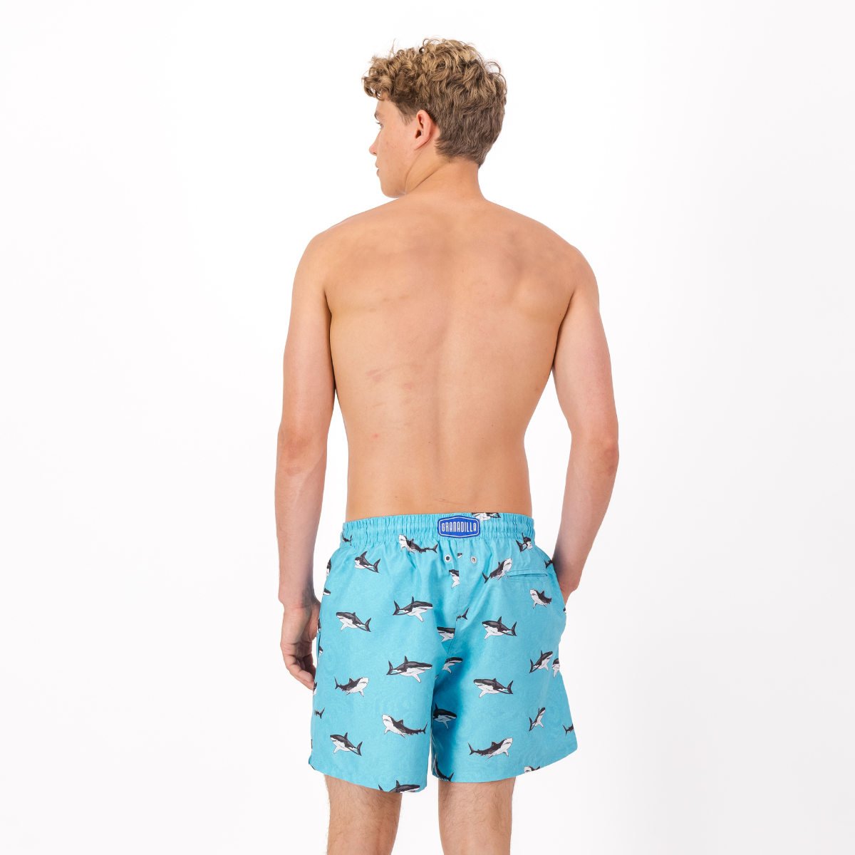 Mid-length Swim Shorts | Sharks / Teal