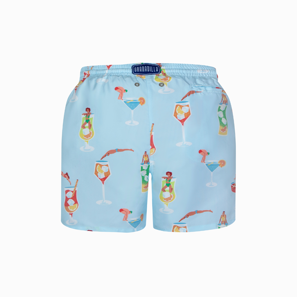 Mid-length Swim Shorts | Tipsy Diver / Light Blue