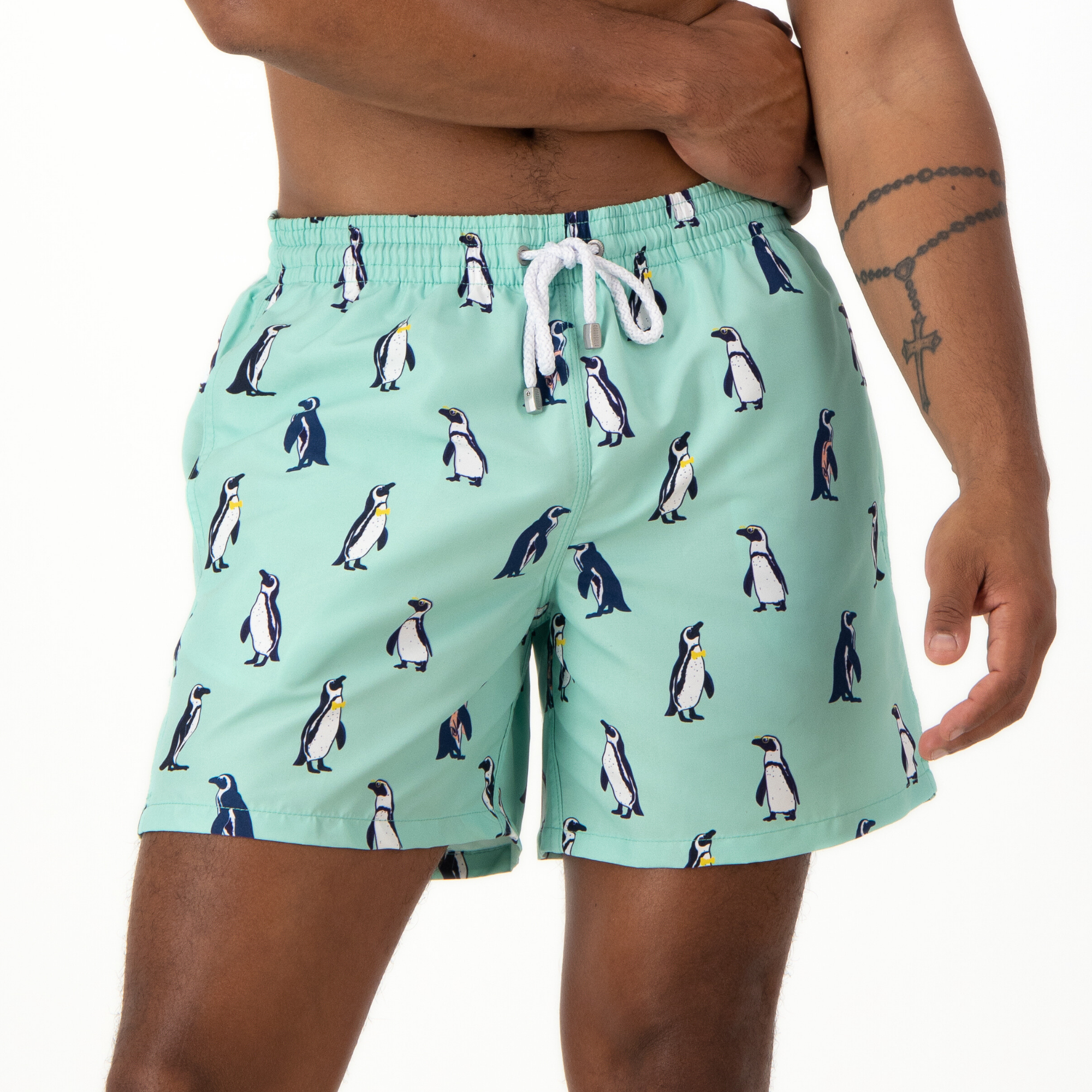 Mid-length Swim Shorts | Penguins / Mint