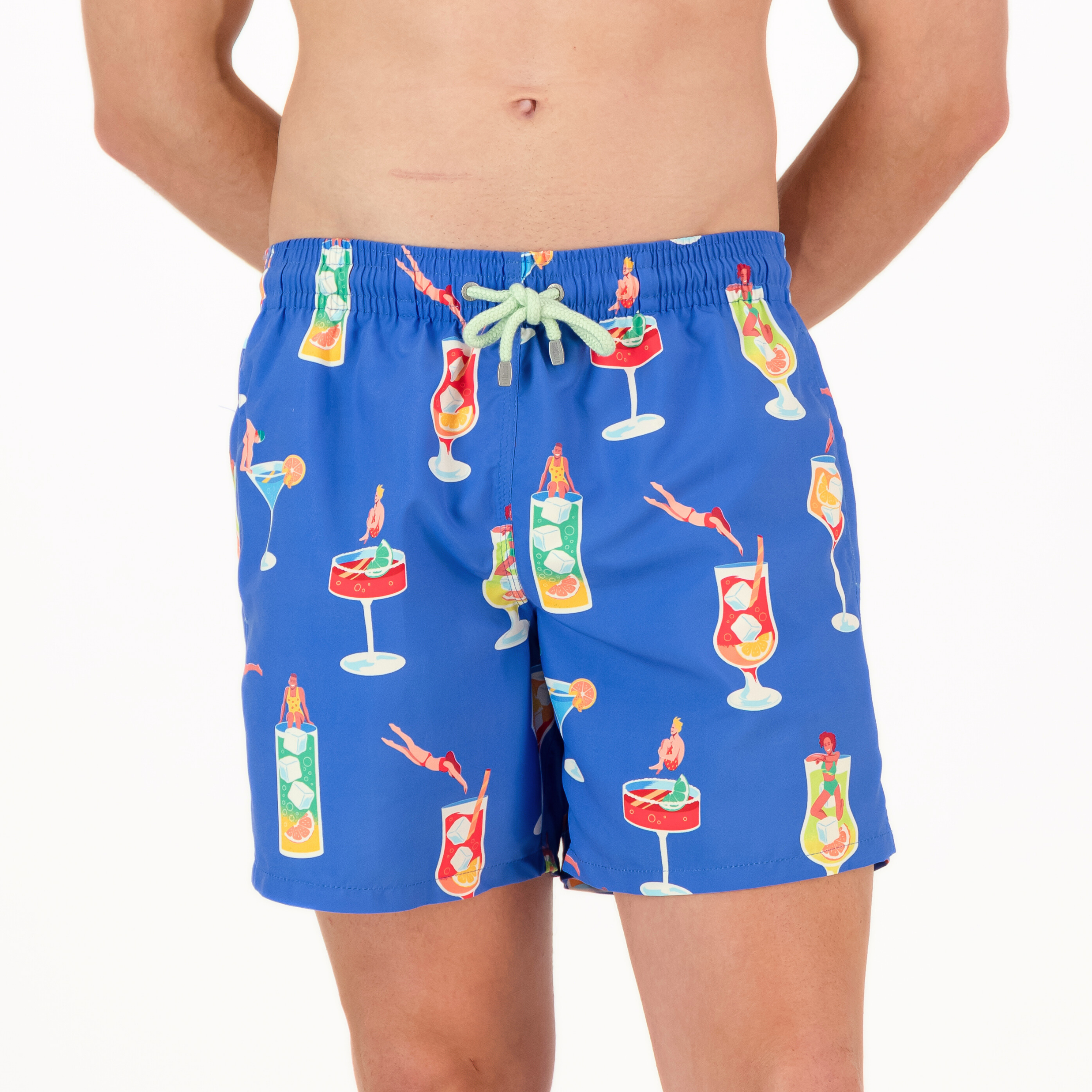 Mid-length Swim Shorts | Tipsy Diver / Cobalt