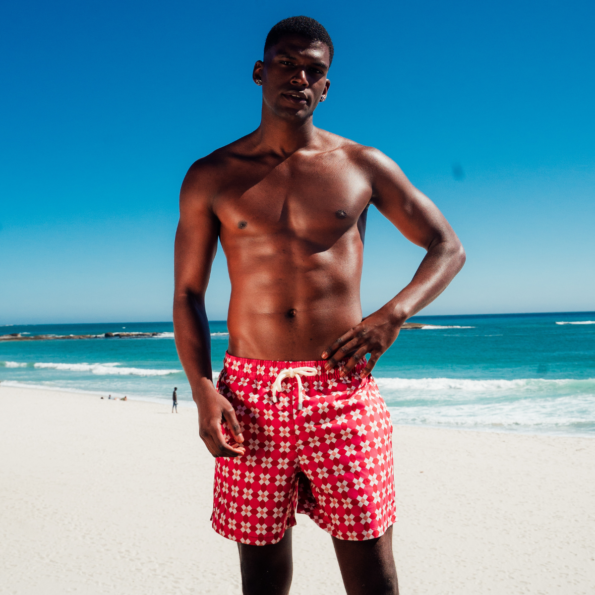 Mid-length Swim Shorts | Mosaic / Burgundy