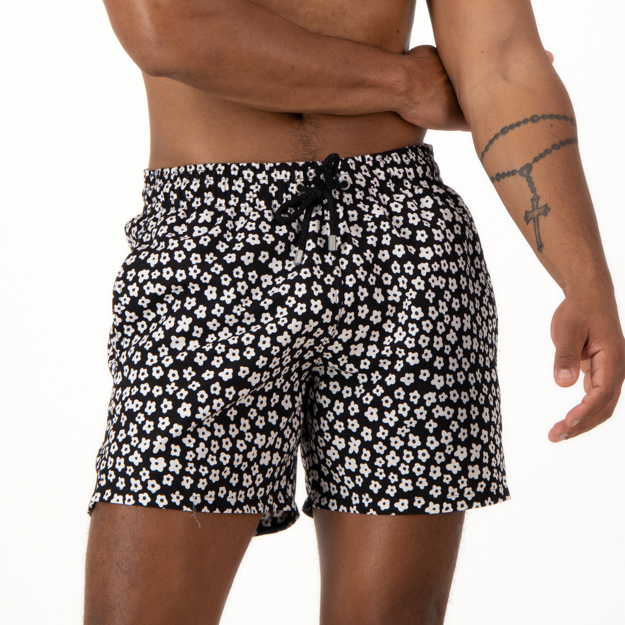 Mid-length Swim Shorts | Baby Daisy / Black