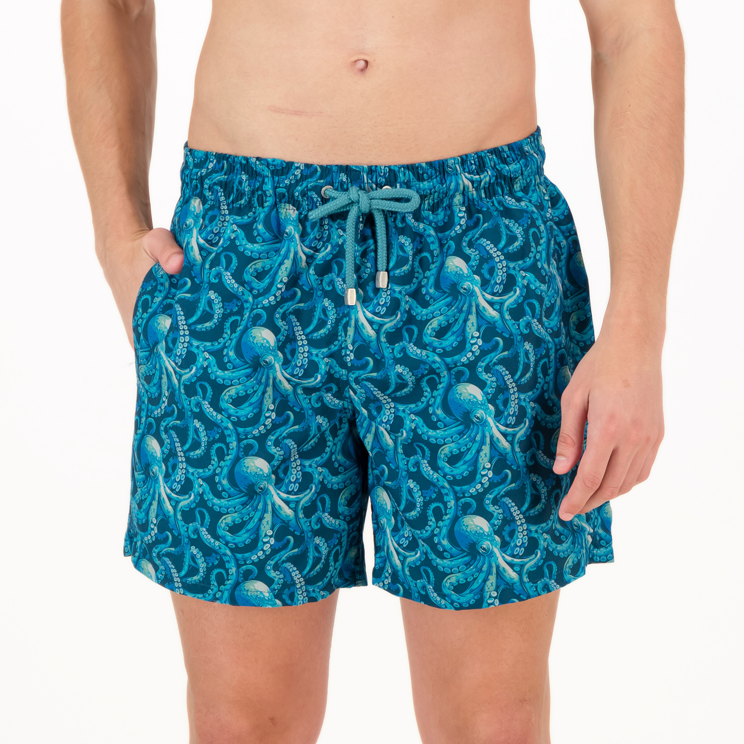 Mid-length Swim Shorts | Octopus / Teal