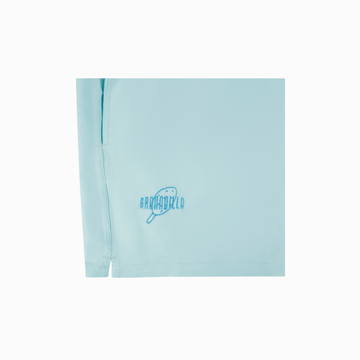 Mid-length Swim Shorts | Plain Embroidery / Blue