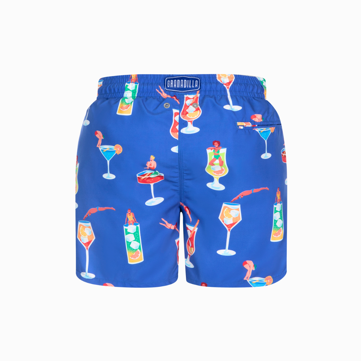 Mid-length Swim Shorts | Tipsy Diver / Cobalt