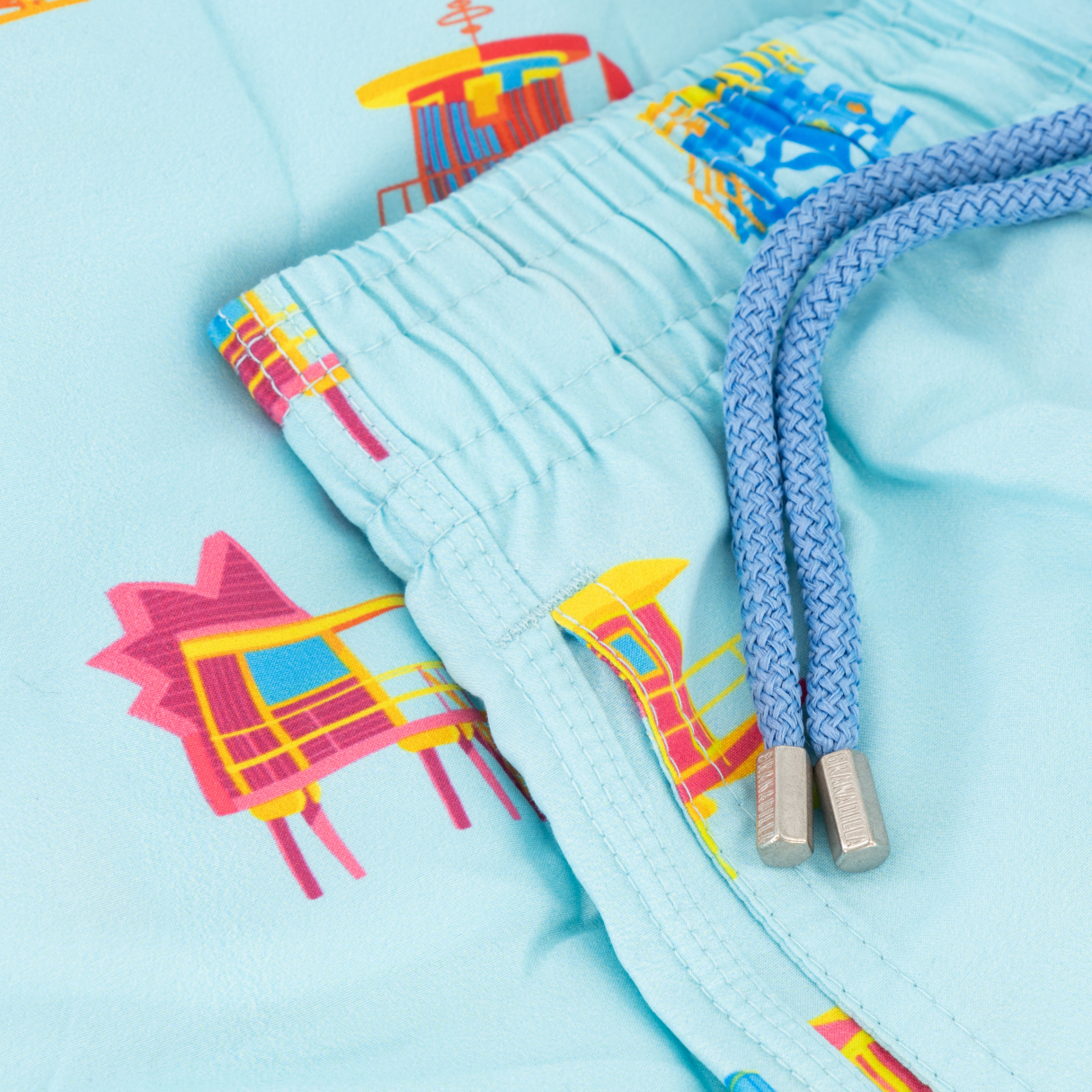 Mid-length Swim Shorts | Miami Huts / Baby Blue