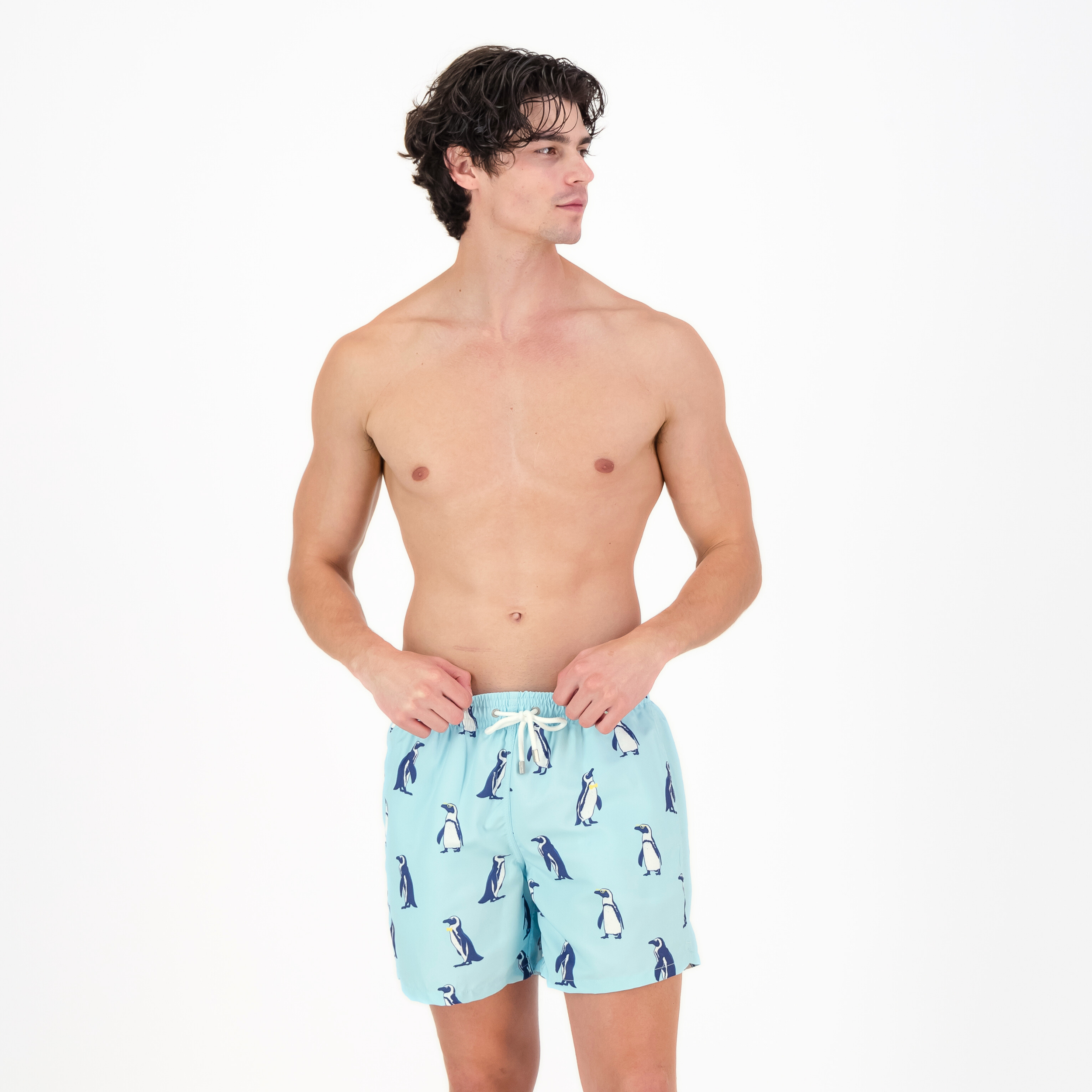 Mid-length Swim Shorts | Penguins / Bright Blue