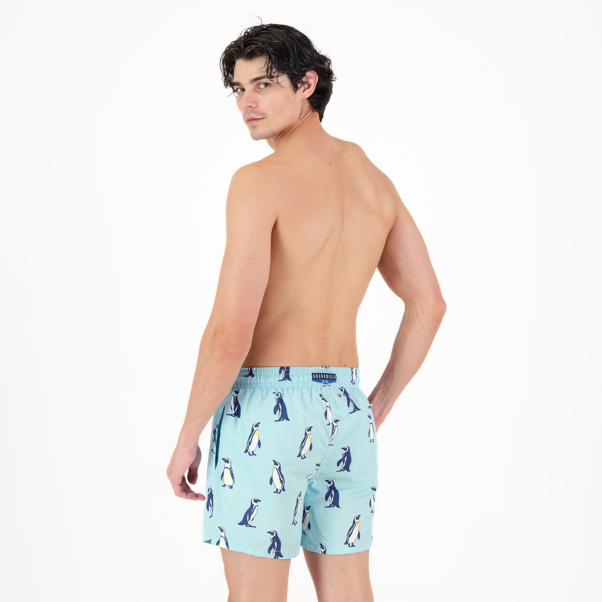 Mid-length Swim Shorts | Penguins / Bright Blue