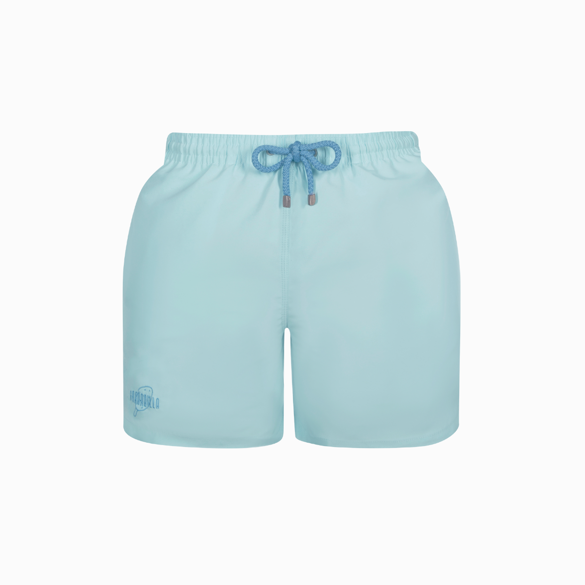 Mid-length Swim Shorts | Plain Embroidery / Blue