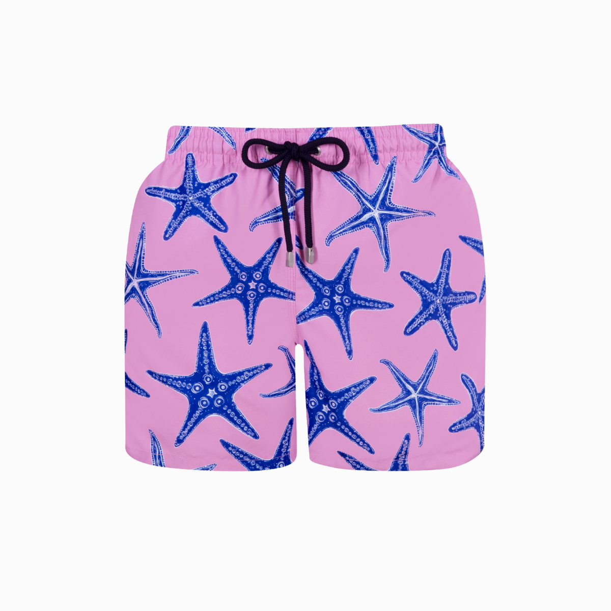 Mid-length Swim Shorts | Blue Starfish / Pink
