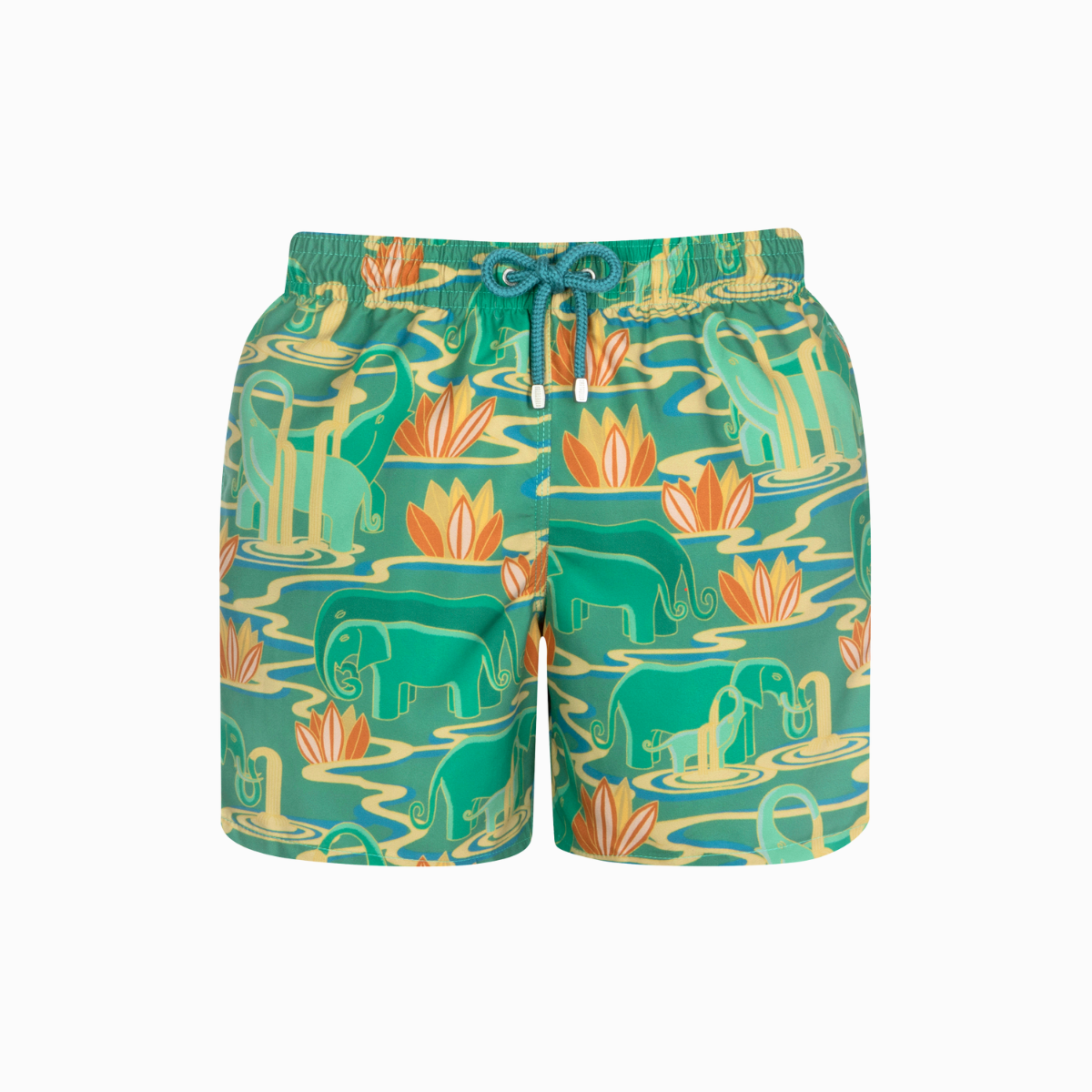 Mid-length Swim Shorts | Elephants / Green