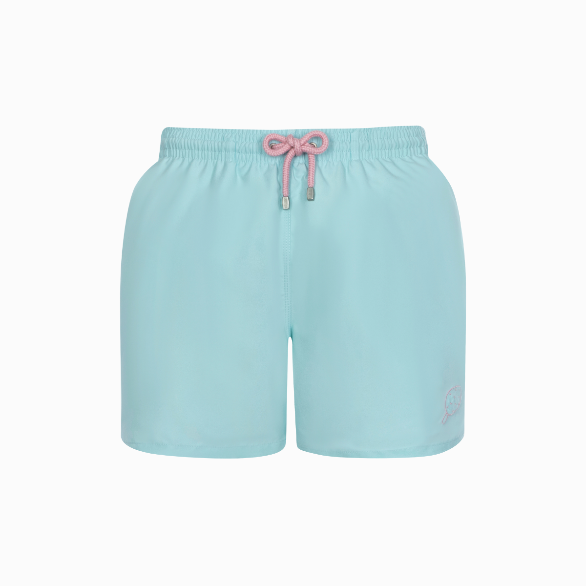 Mid-length Swim Shorts | Plain  Embroidery / Light Blue