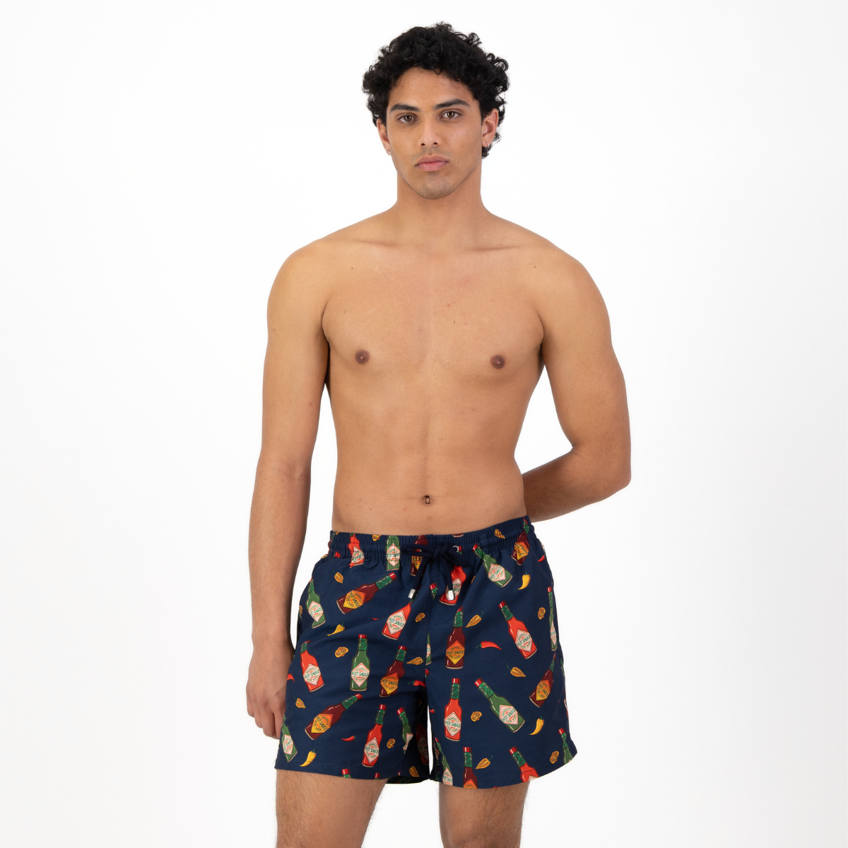 Mid-length Swim Shorts | Hot Sauce / Navy