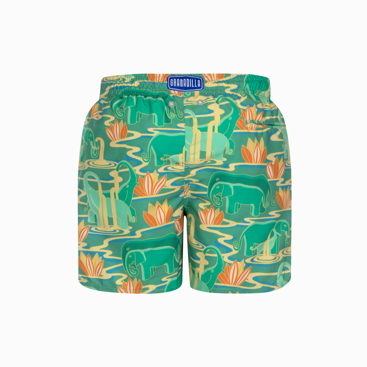 Mid-length Swim Shorts | Elephants / Green