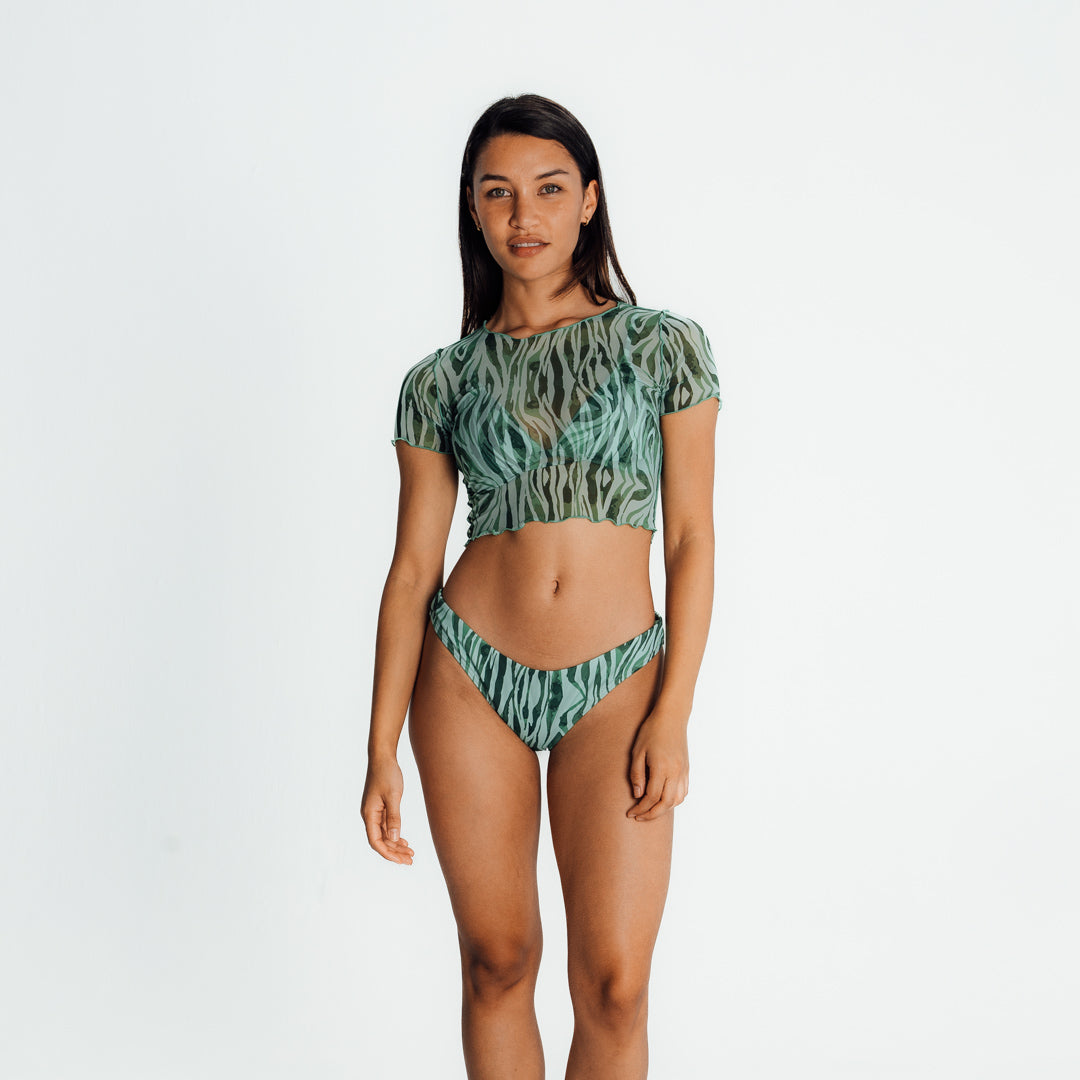 Shop Tropical Print Swim Crop Top and Shorts Set Online
