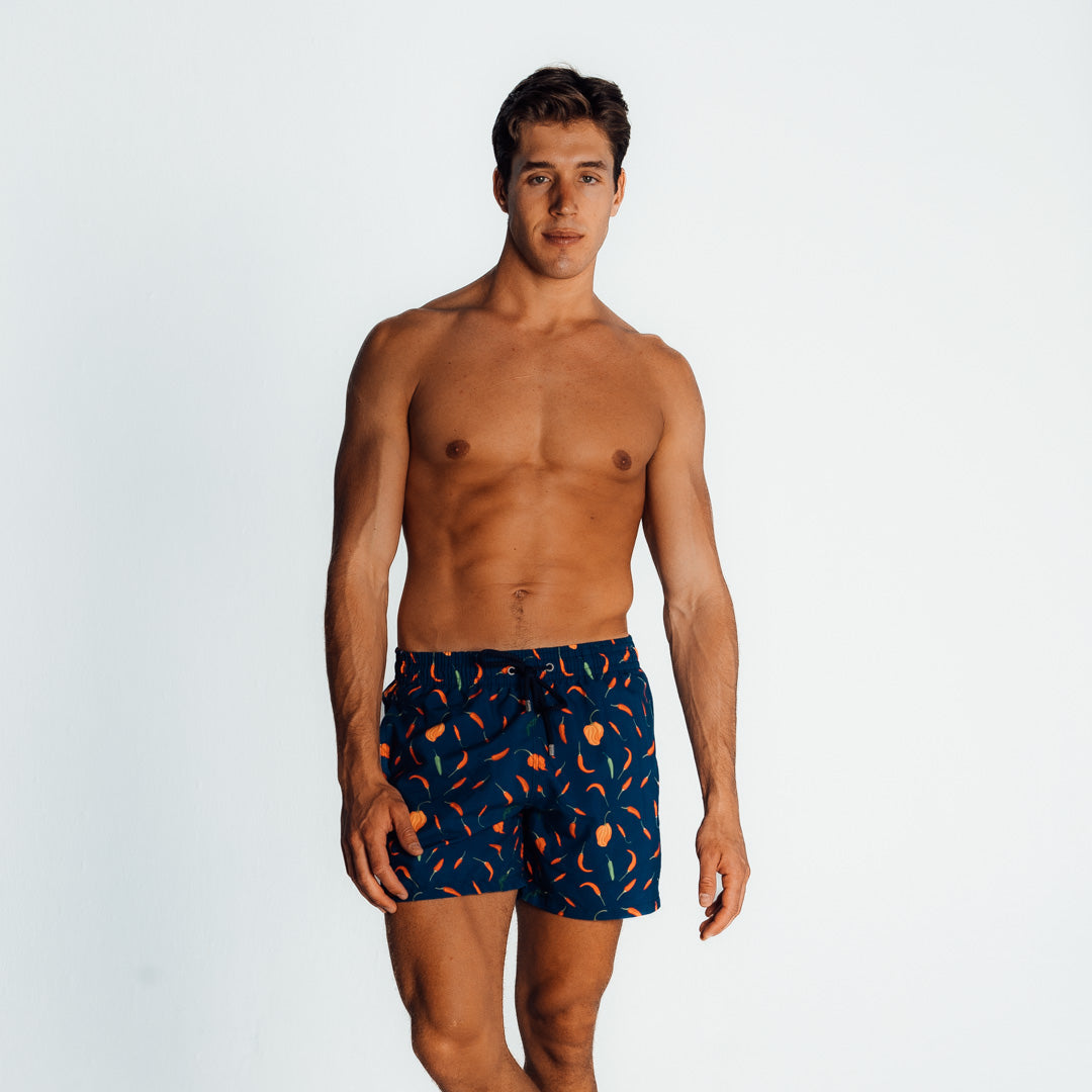 Mid-length Swim Shorts | Chillies / Navy