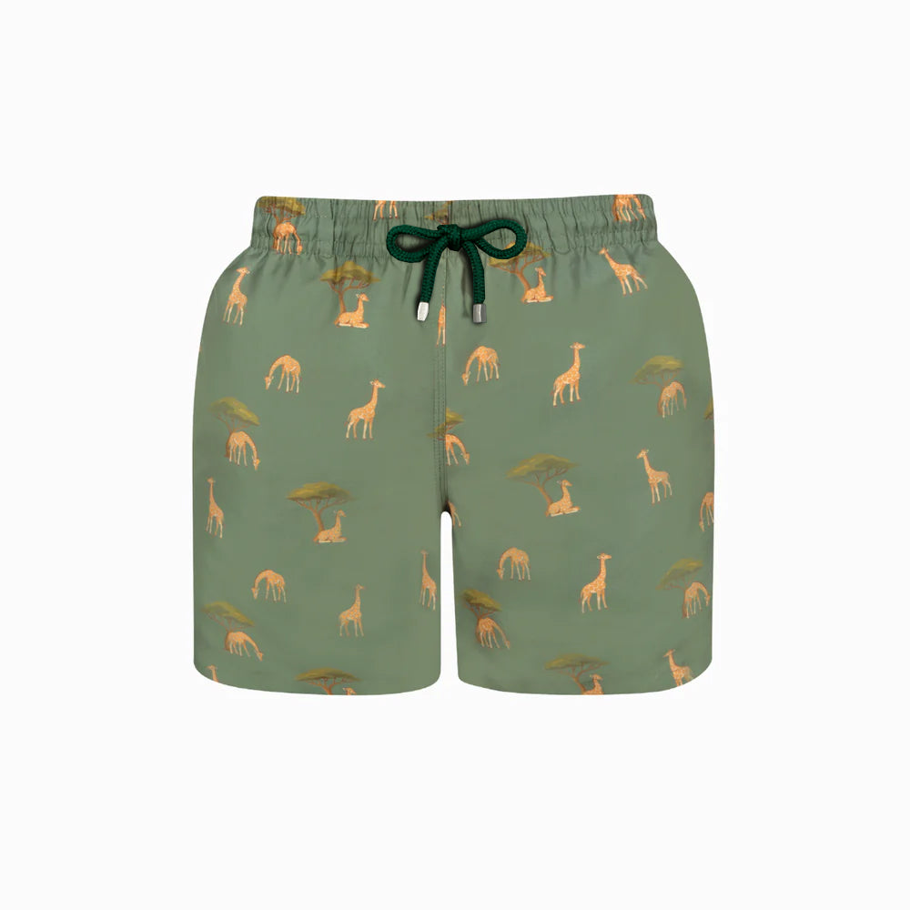 Mid-length Swim Shorts | Giraffe / Green