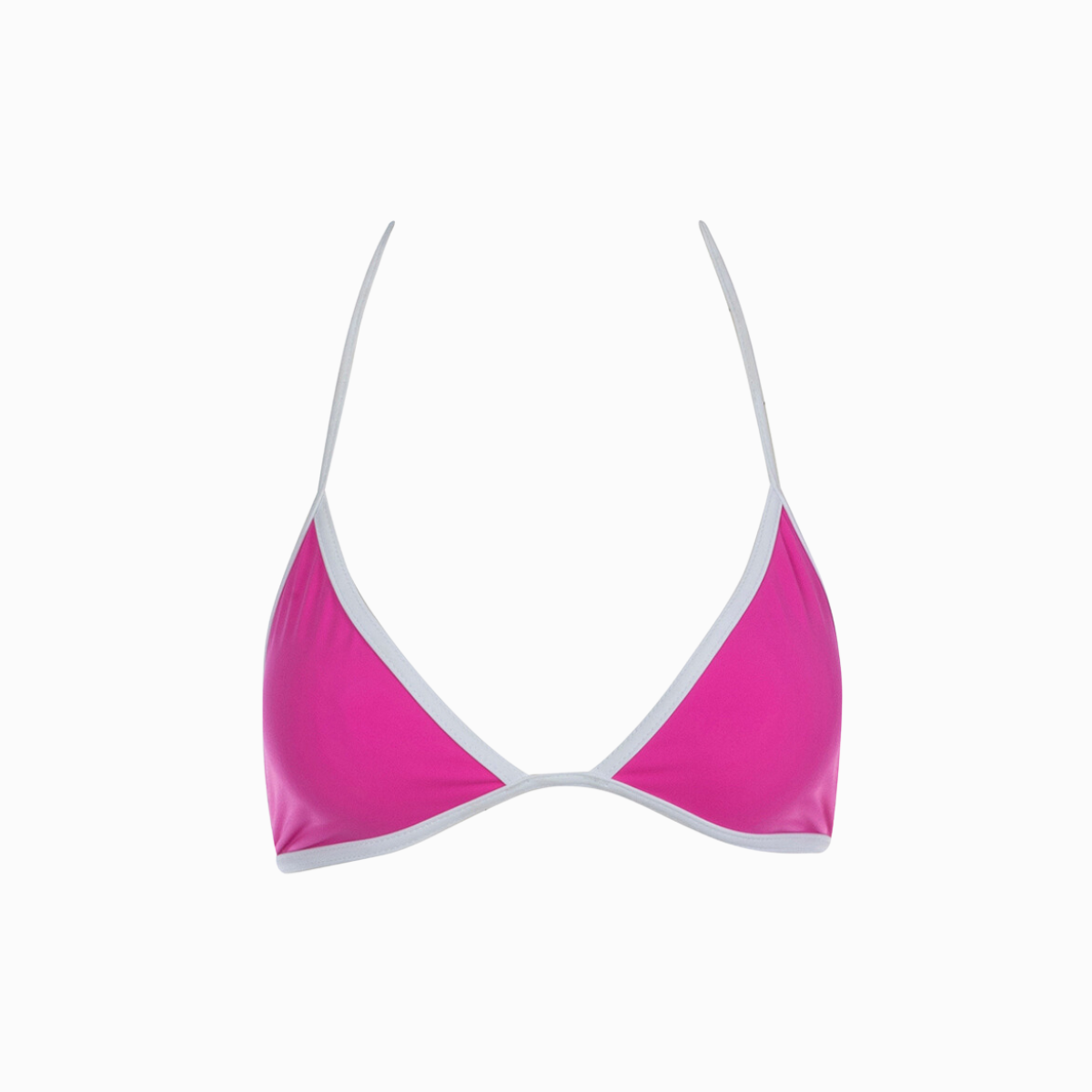 White Binding Bikini Top | Magenta