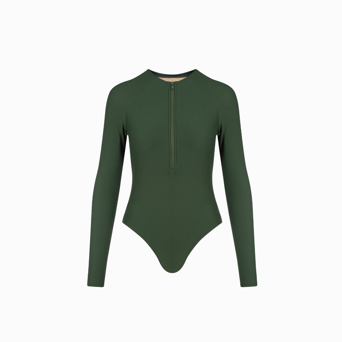 Womens Long Sleeve One Piece | Waffle Texture / Olive