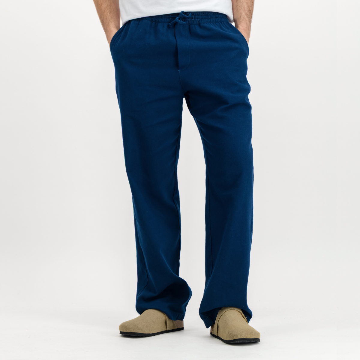 Mens Pull on Pants | Plain / Dark Navy | Flannel