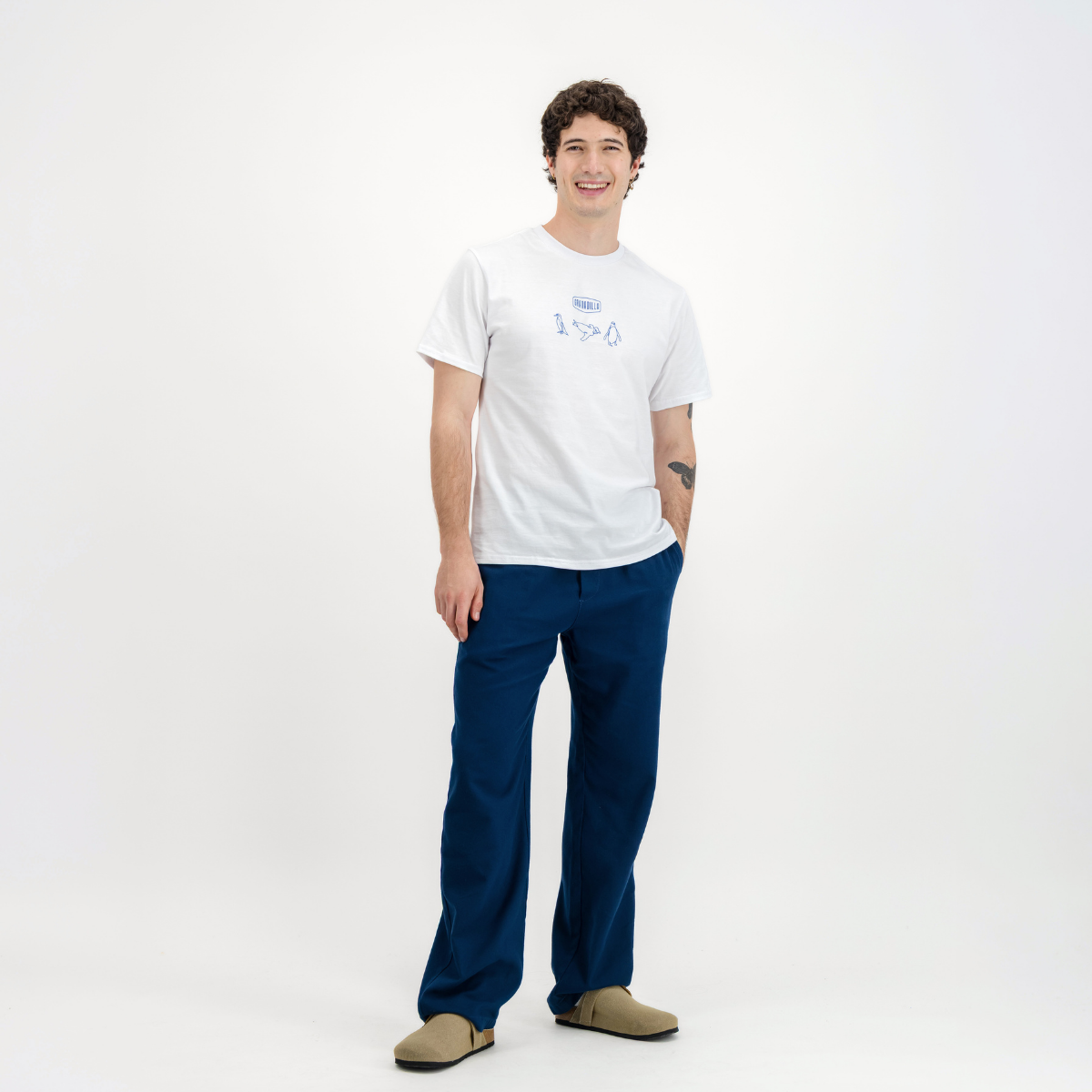 Mens Pull on Pants | Plain / Dark Navy | Flannel