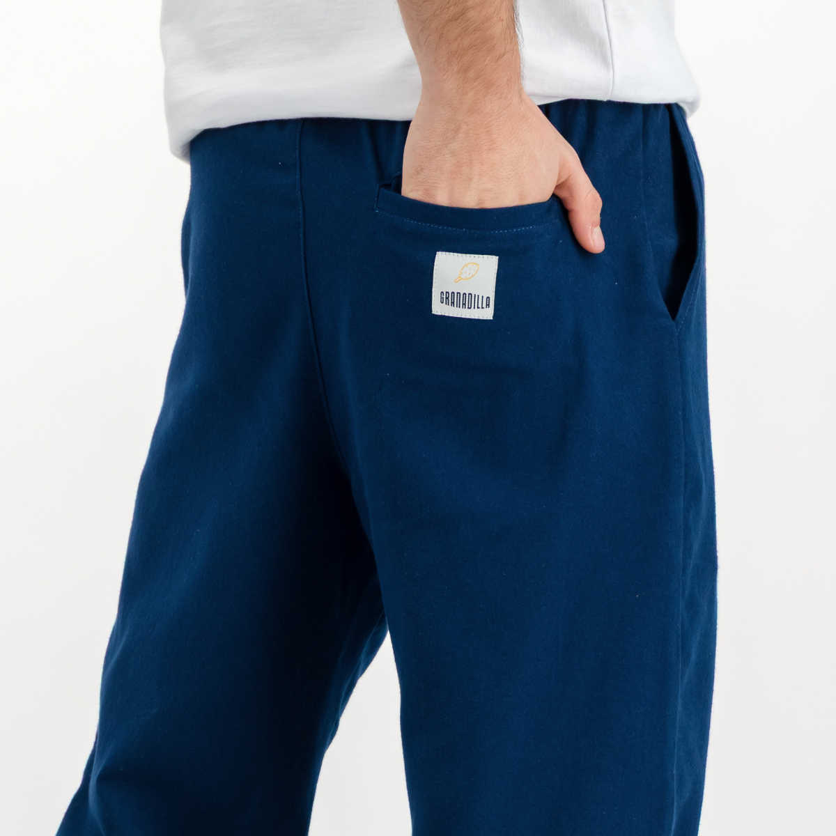 Mens Pull on Pants | Plain / Dark Navy | Flannel