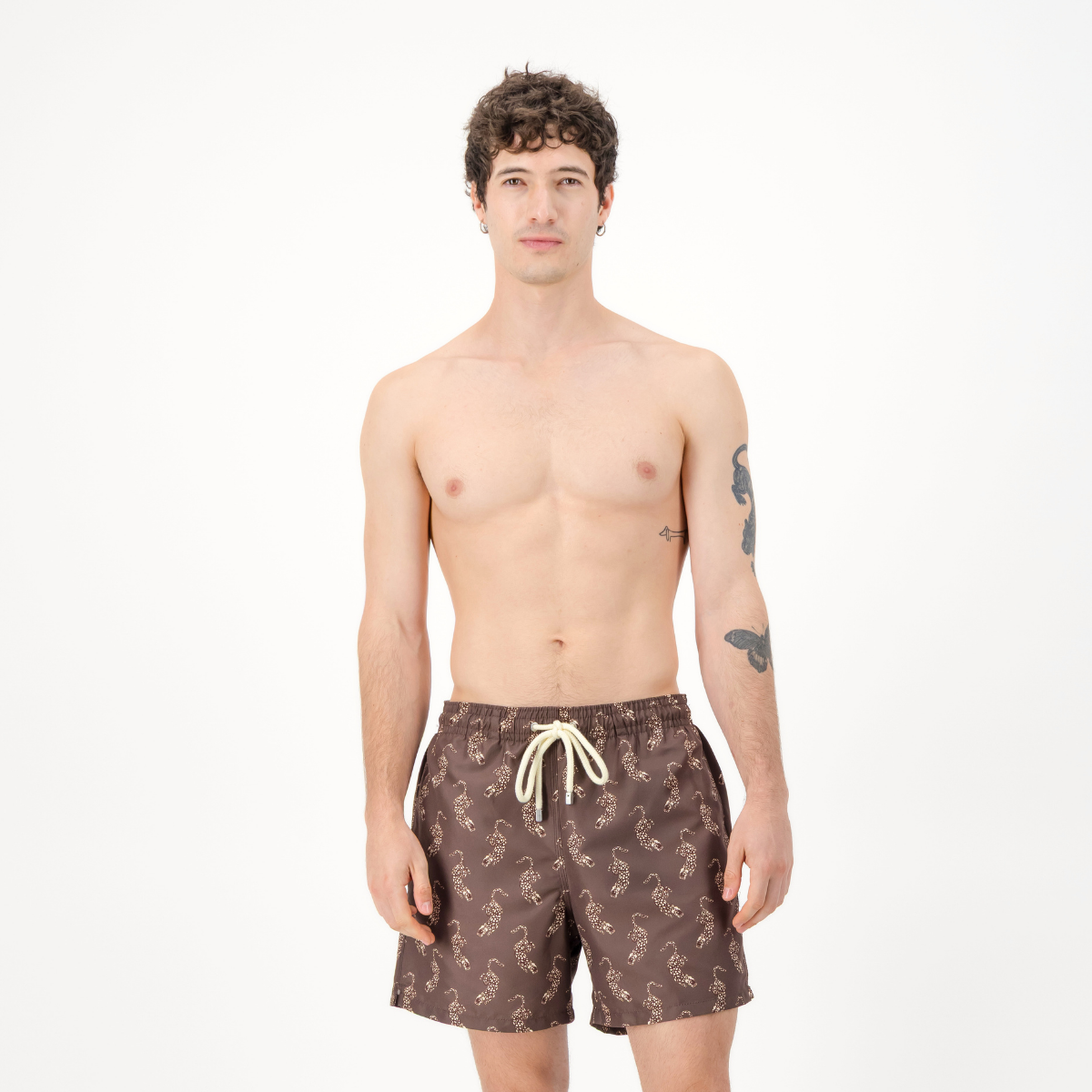 Mid-length Swim Shorts | Leopard / Brown