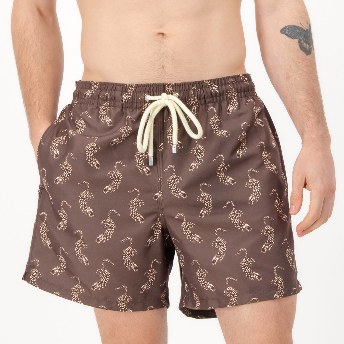 Mid-length Swim Shorts | Leopard / Brown