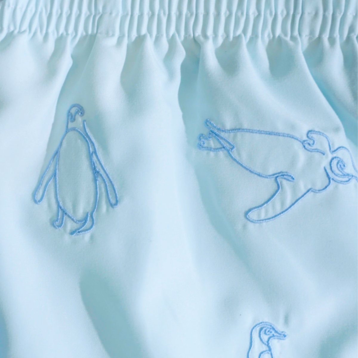 Mid-length Swim Shorts | Penguins Embroidery / Blue