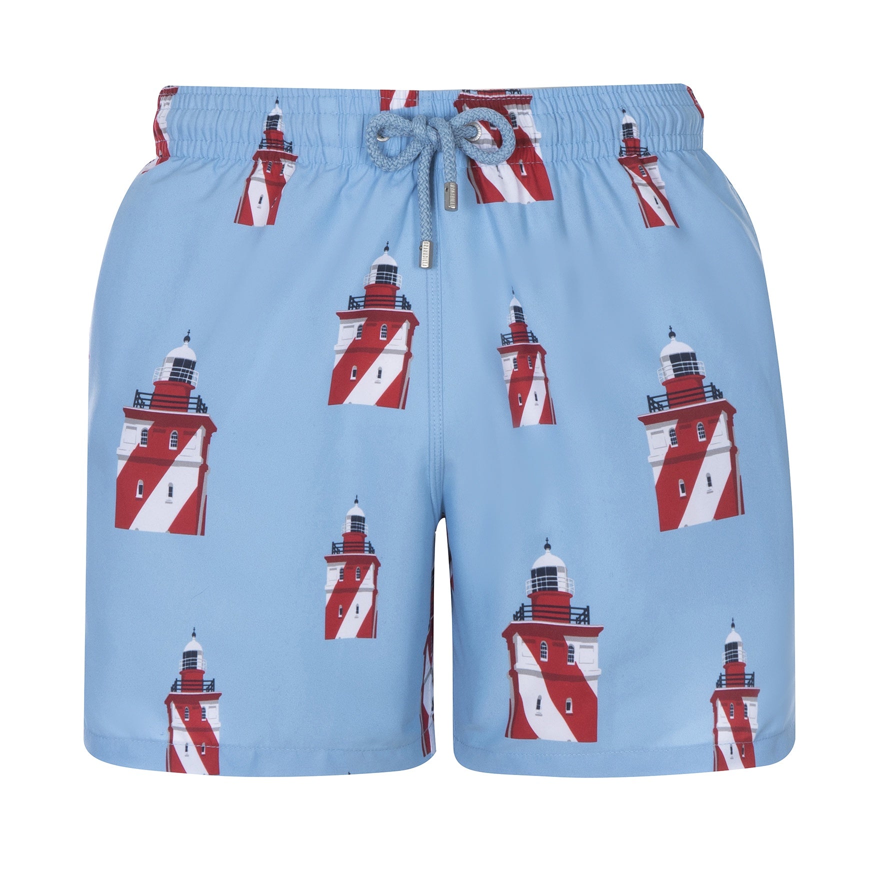 Mid-length Swim Shorts | Lighthouses / Baby Blue