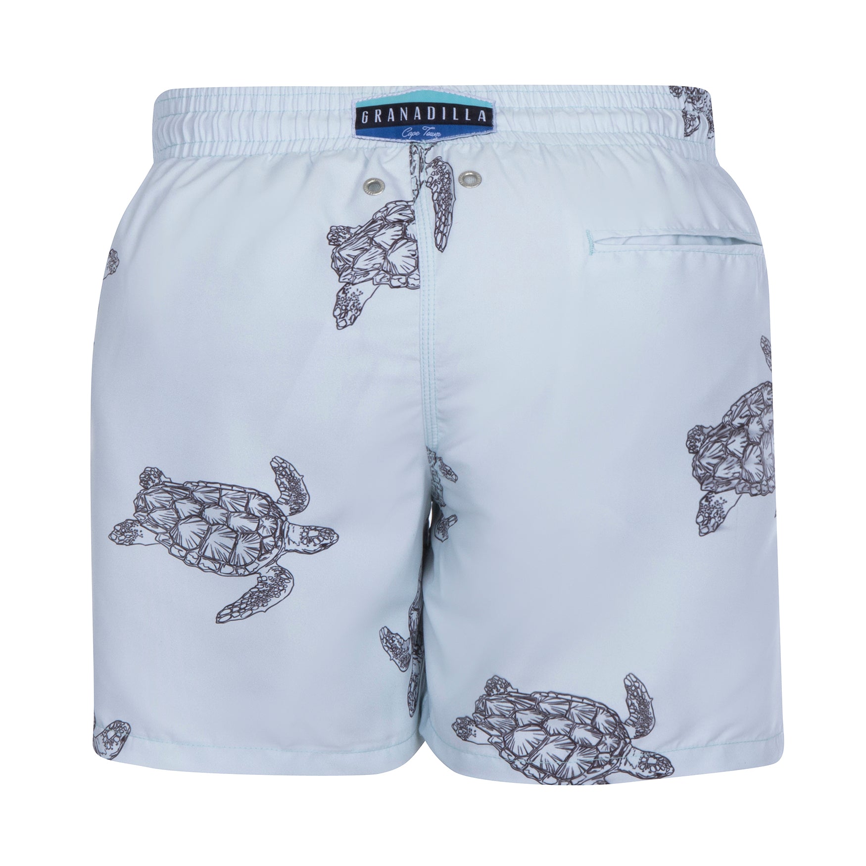 Mid-length Swim Shorts | Turtles / Baby Blue