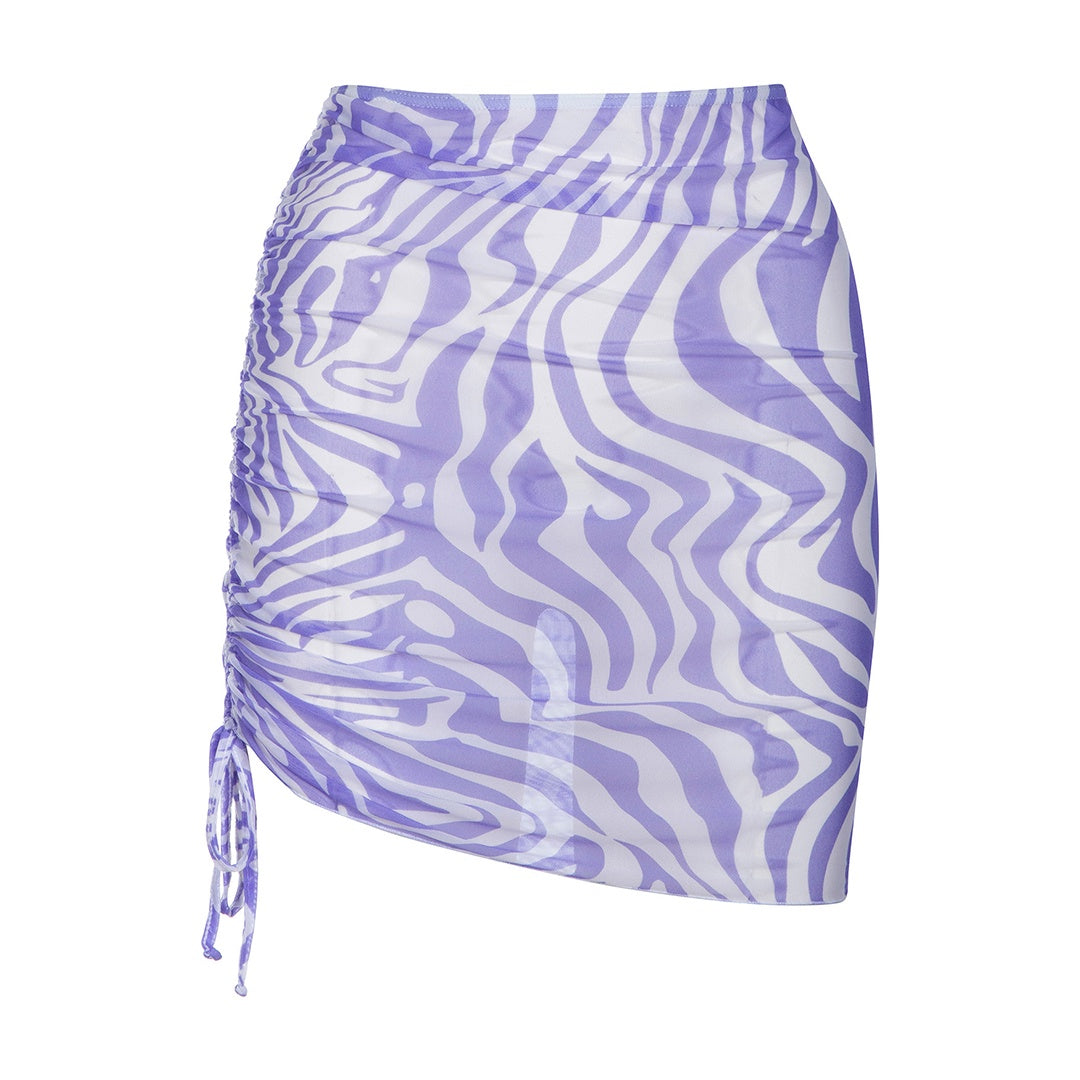 Mesh Ruched Skirt | Zebra Lilac