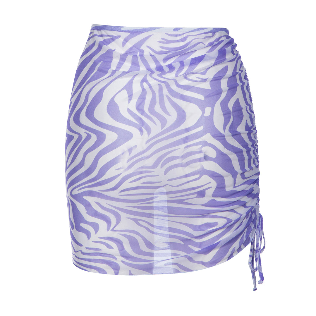 Mesh Ruched Skirt | Zebra Lilac