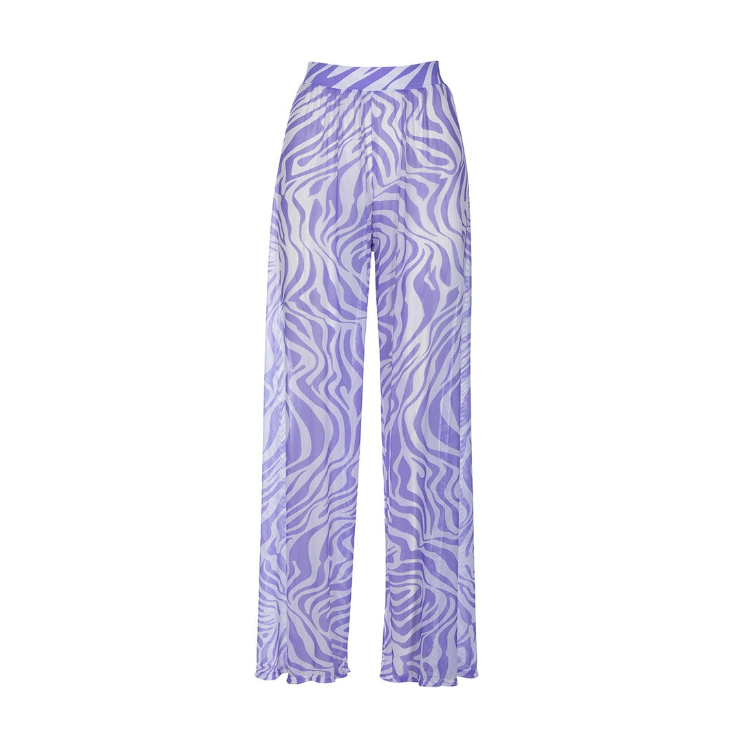 Mesh Wide Leg Pants | Zebra Lilac