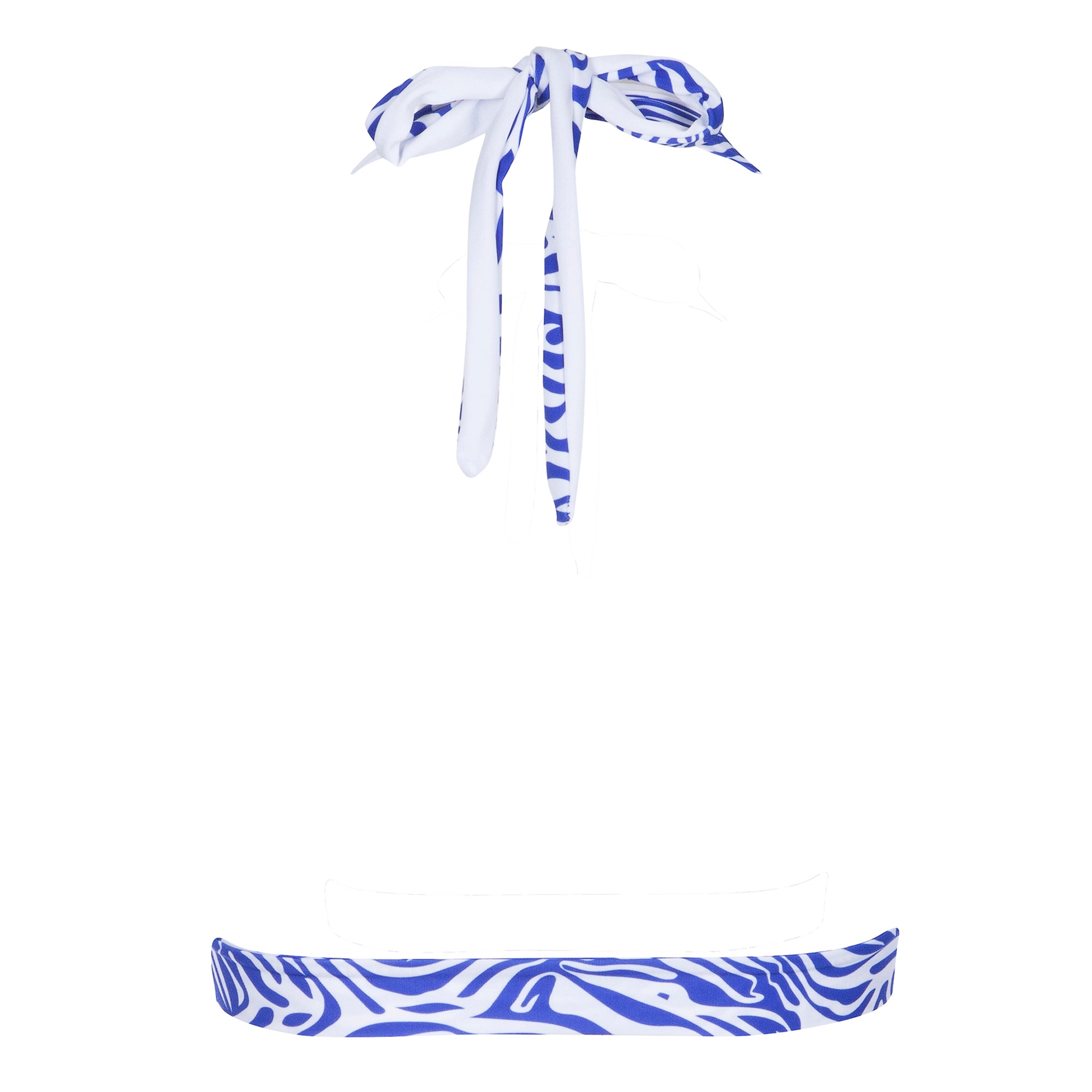 Halter Bikini Top | Zebra Blue