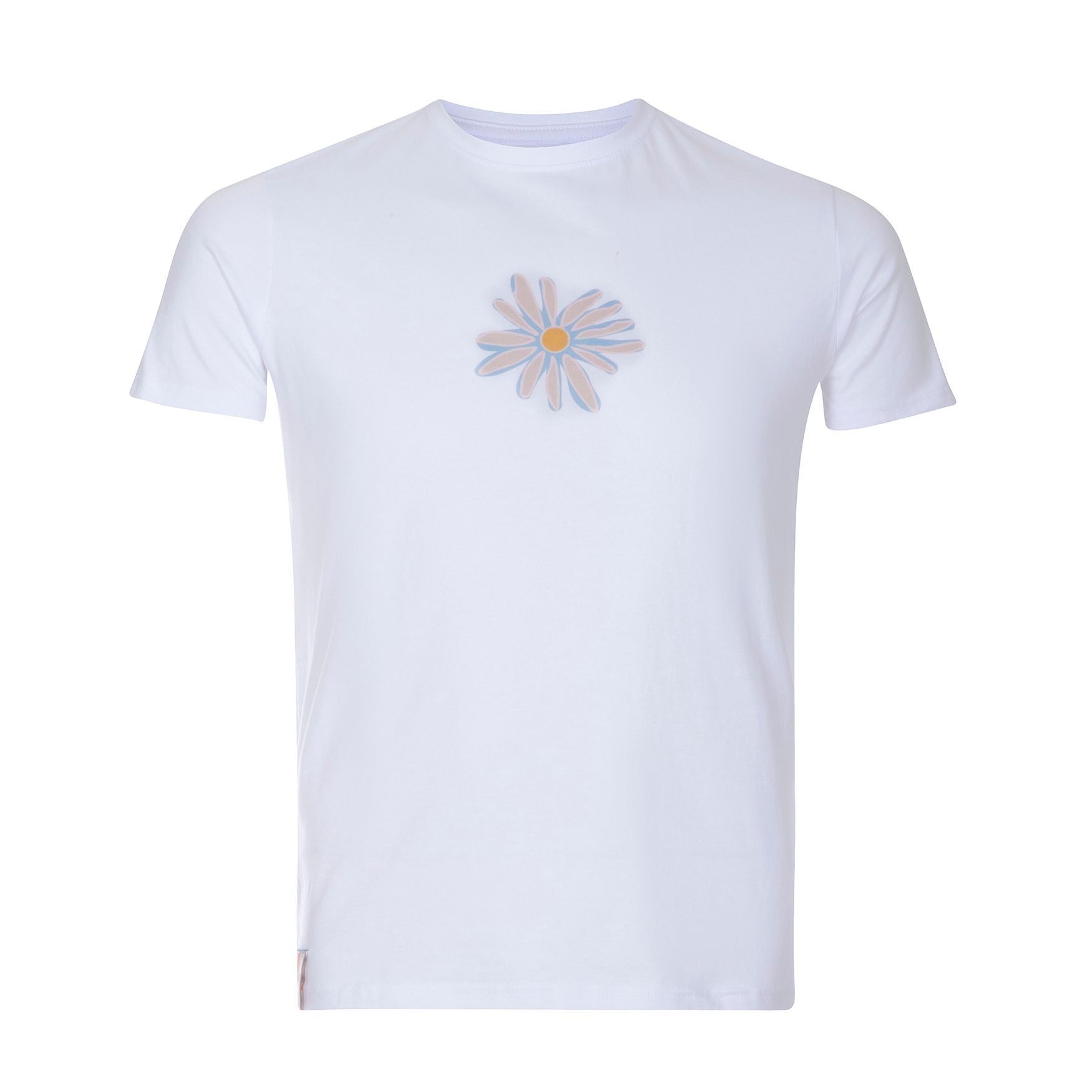 White T-shirt | Pink Daisy
